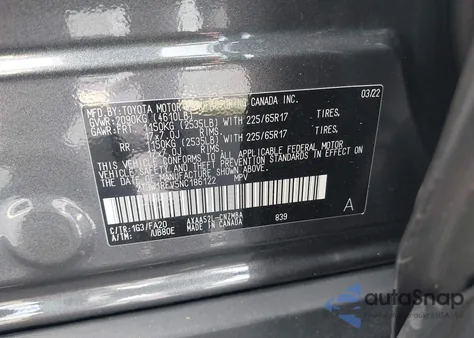 2022 Toyota Rav4 Xle z USA, uszkodzony, nr VIN 2T3W1RFV5NC186122